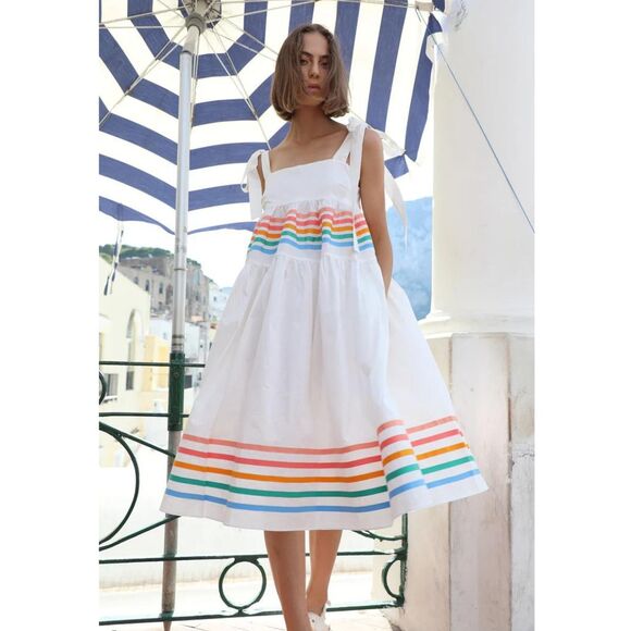 Paper London Laura Midi Dress 8 White NWT - Picture 1 of 13